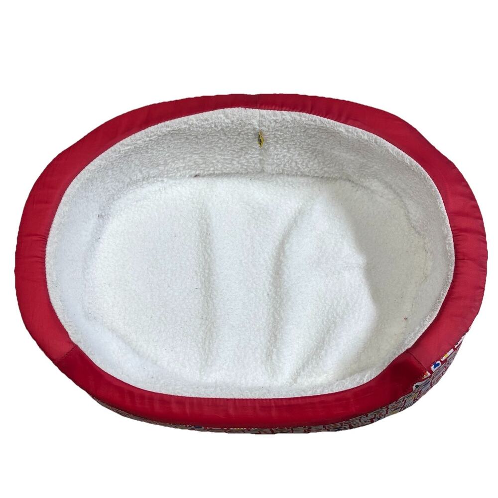 Build A Bear Workshop Rare Dog Fuzzy Bed Red Bones & Paw Print White Interior